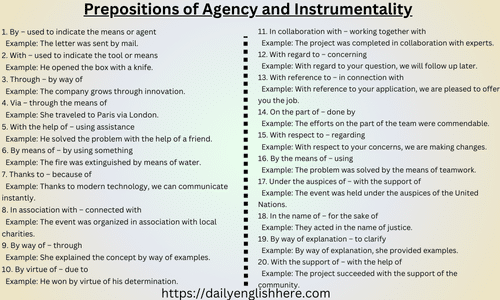 Prepositions of Agency and Instrumentality
