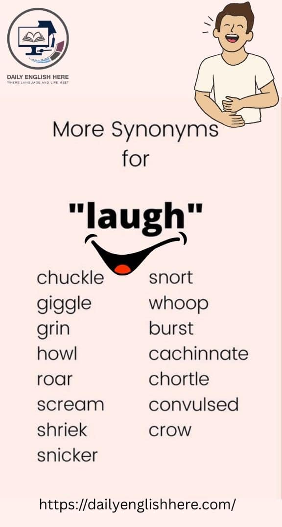 Laugh synonyms list – chuckle vocabulary words – giggle English alternatives