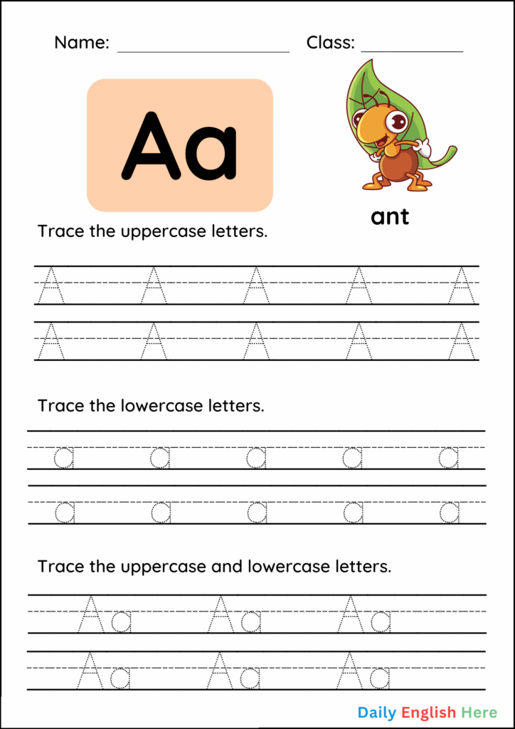 Free Letter A Tracing Worksheet Perfect for Kindergarten 1 1 4