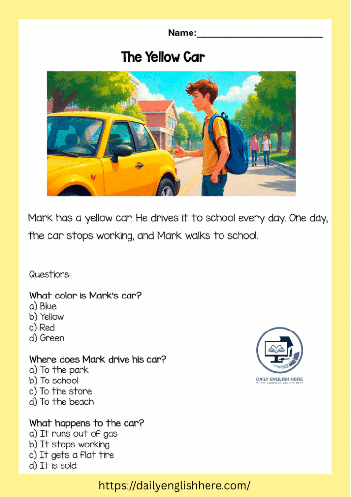 Yellow Car Reading Fun Road Trip Adventure 1 104 1