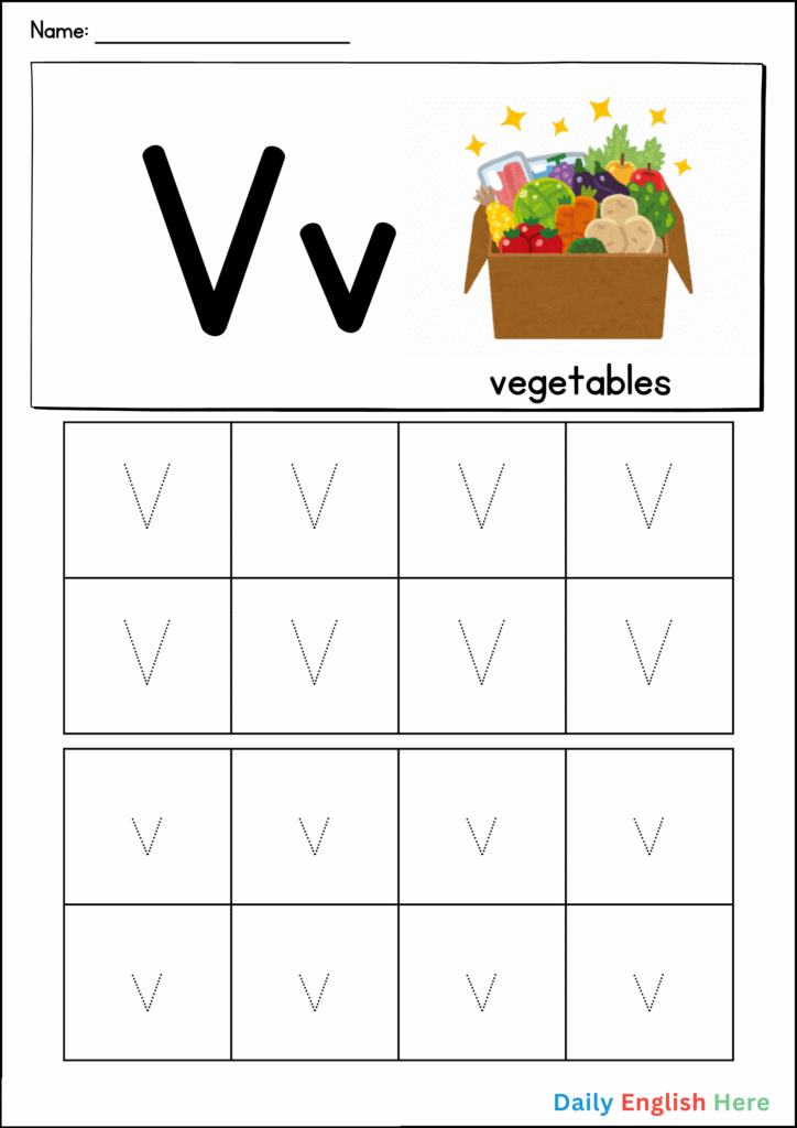 Fun Letter V Tracing Worksheet for Early Writers 1 23 5