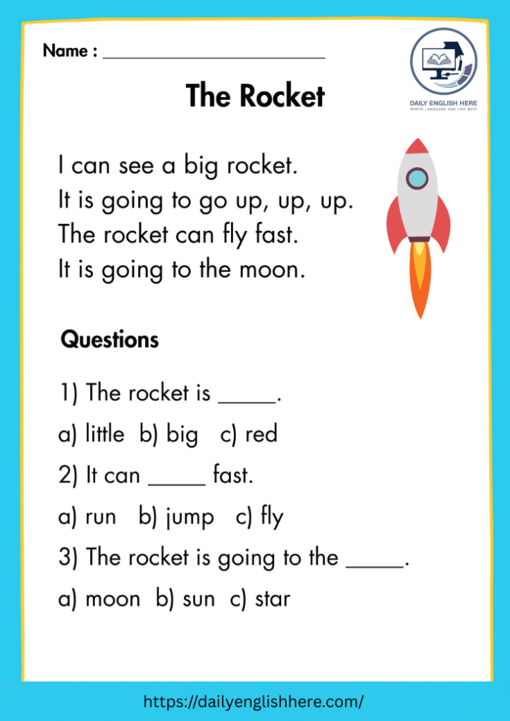 Exciting Rocket Reading Passage for First Grade 1 4 1