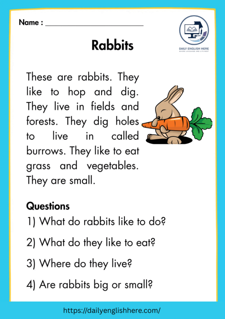 Adorable Rabbit Reading Passage First Graders Love 1 7